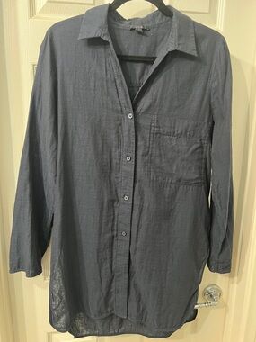 COS Women’s Navy 100% Cotton Long Sleeve Button Down Tunic